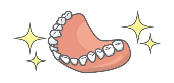 入れ歯をイメージしたイラスト。キラキラ光っています。