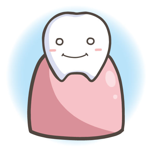 セラミック治療をイメージした歯をキャラクター風に表現したイラスト。
